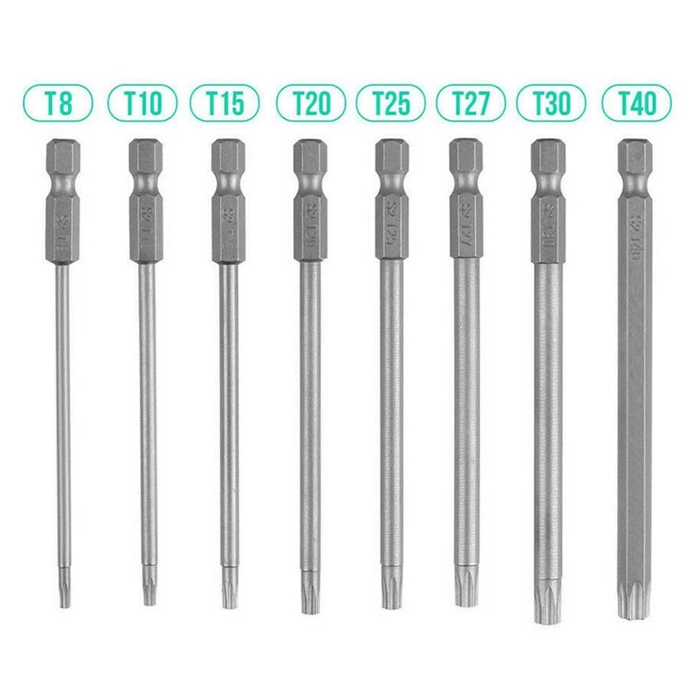 Torx Screwdriver Bit Set for Hex Security Tools (Extra Long)
