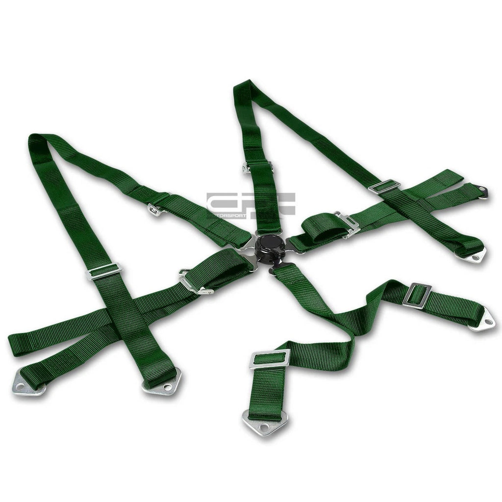 3" Six Point Camlock Harness for Racing Seat Belt (Adjustable, Green)