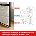 3PC Door Rack Shelf Retainer Bar for Frigidaire Refrigerator (240534701, 240534901)
