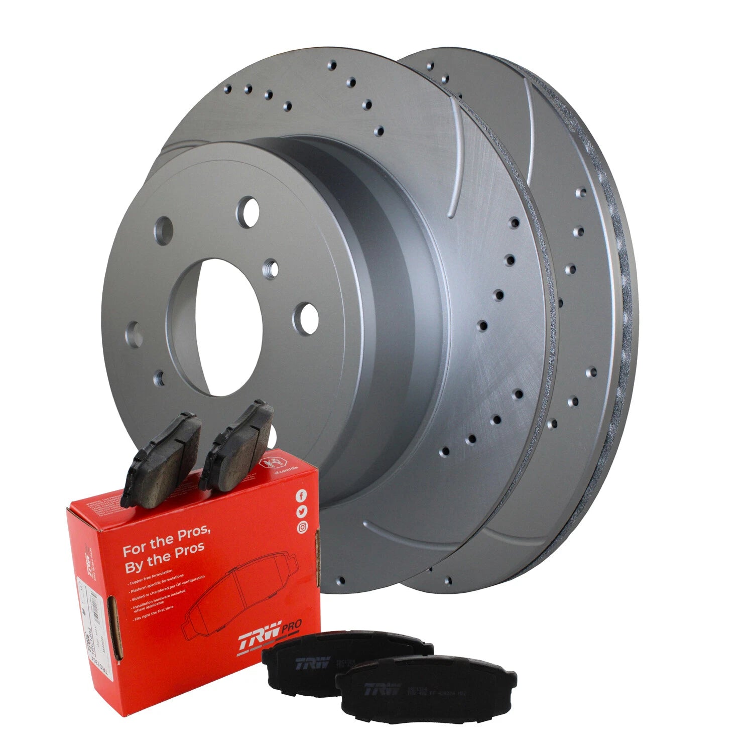 Rear Brake Kit with Drilled Rotors & Ceramic Pads for Cadillac Chevrolet GMC