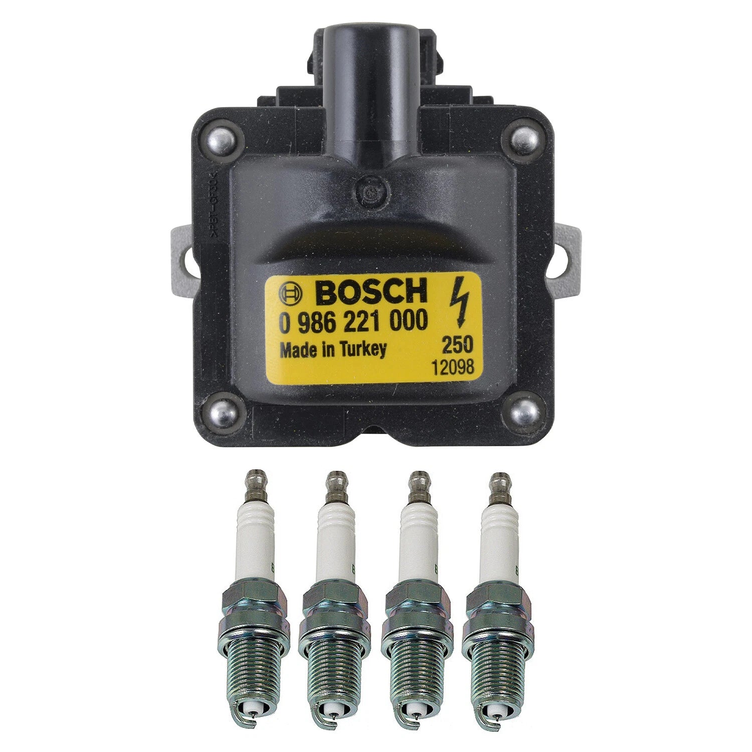 Set of 4 Bosch Ignition Coils & NGK G-Power Spark Plugs for Celica Accent Golf 240SX