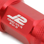 Set of 20 J2 7075 Forged Aluminum M12x1.5 Open-End Lug Nuts w/Adapter Red