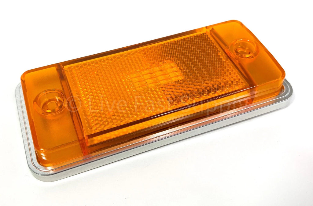 Front Amber LED Side Markers Pair with Aluminum Low Bezels for Ford Bronco (1970–1977)