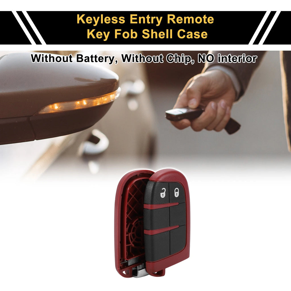2 Button Key Fob Shell Case for Dodge Charger (2016) Black Red