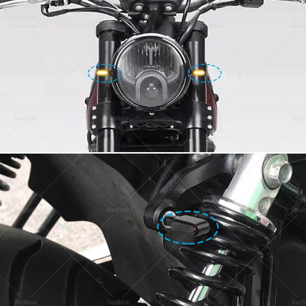 Set of 4 Mini LED Turn Signal Indicators for Universal Motorcycles