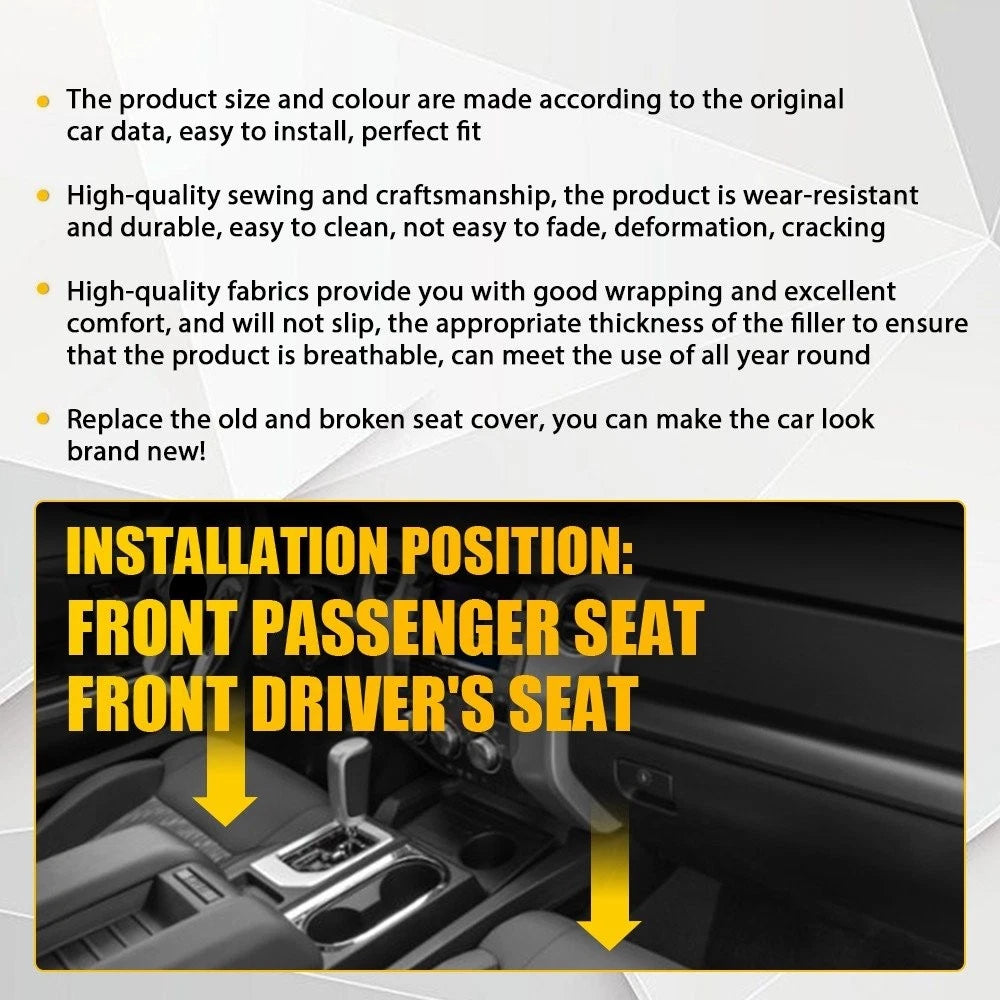 Set of 2 Cloth Seat Covers for Toyota Tundra (2014–2021) Gray/Black
