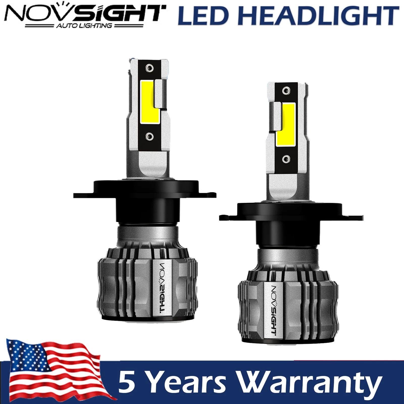2X 9003 H4 LED Headlight Bulbs Kit for Hi/Lo Beam (10000W, 6500K)