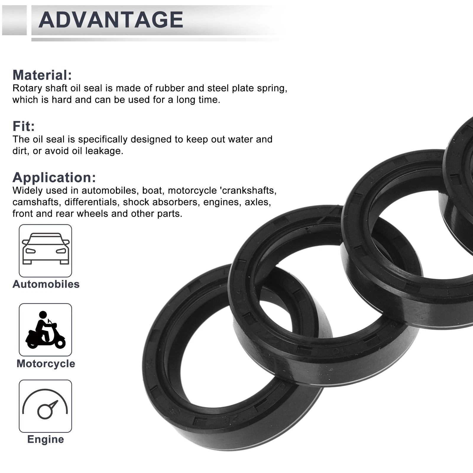 Set of 5 Oil Seal Rotary Shaft Seal TC Ring Nitrile Rubber 28x38x10mm