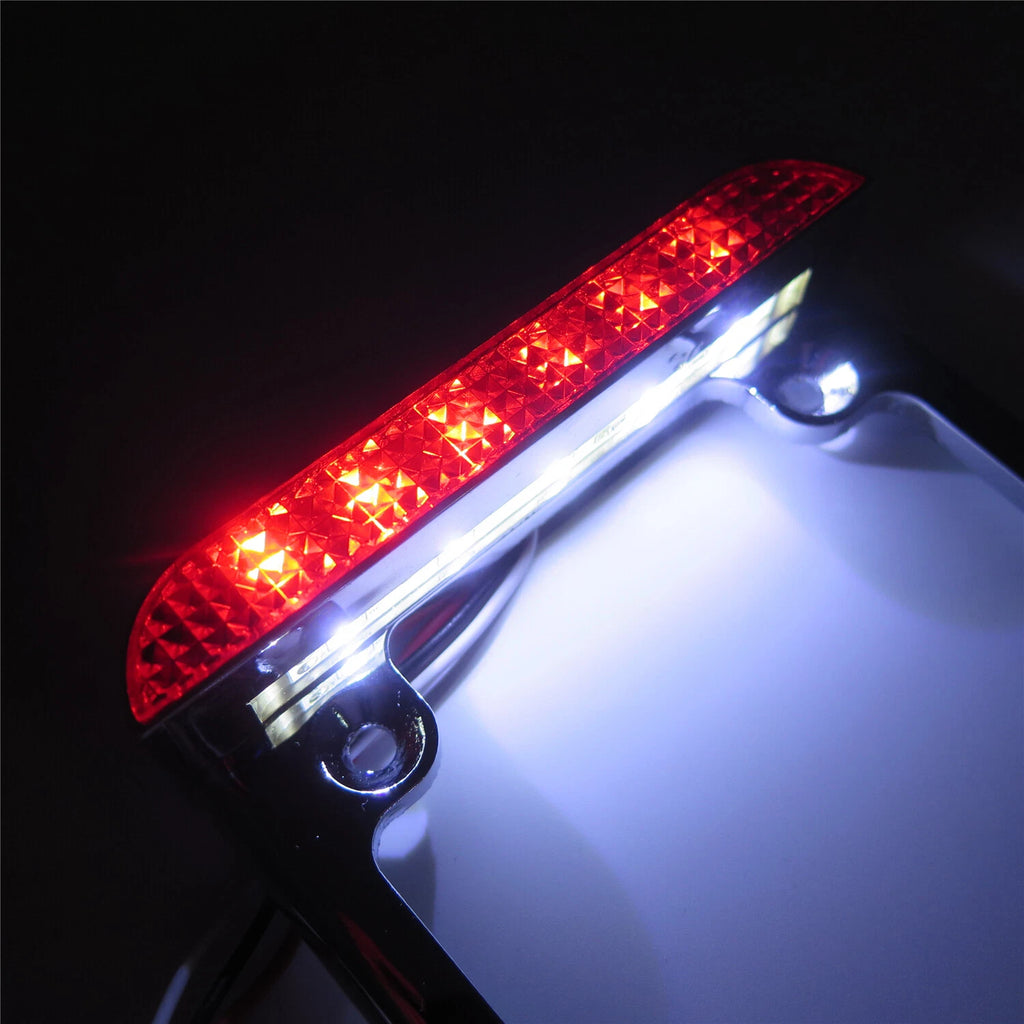 Chrome 7"x4" License Plate Frame with 3" LED for Honda/Suzuki/Yamaha/Kawasaki/Harley