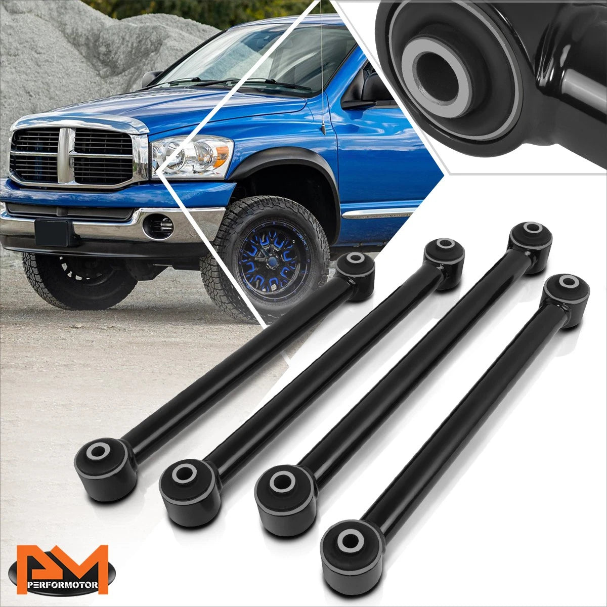 Set of 2 Black Nerf Bar Running Boards for Dodge Ram 1500-3500 (2009–2024)