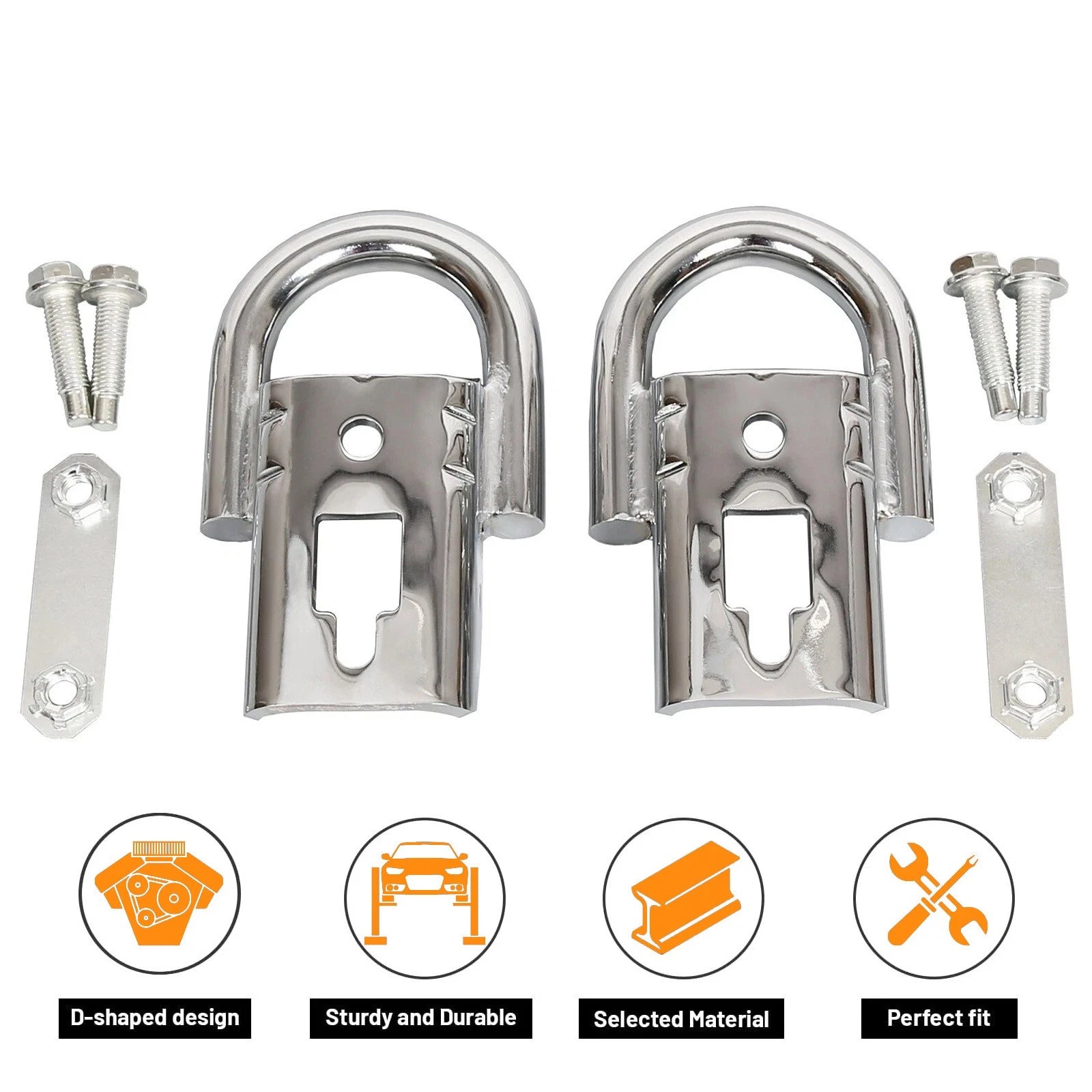 Front Pair Chrome Tow Hooks w/ Hardware for Ford F150 (2004–2024)