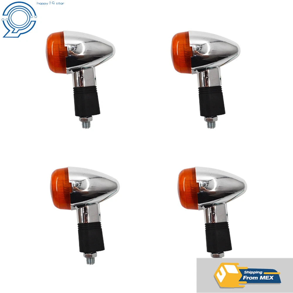 Set of 4 Chrome Motorcycle Turn Signal Blinkers for Honda Suzuki Yamaha