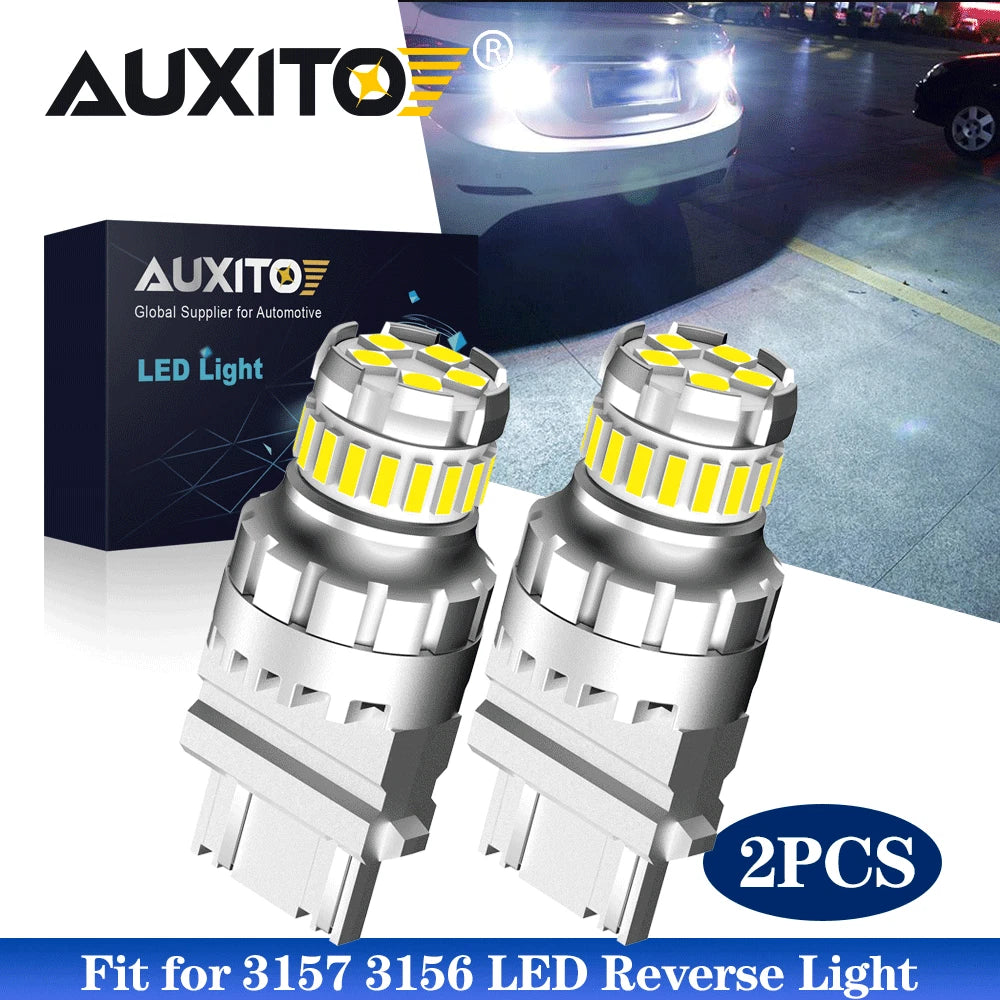 2X AUXITO 3157 3156 3057 LED Reverse Brake Turn Signal Light Bulb 6500K