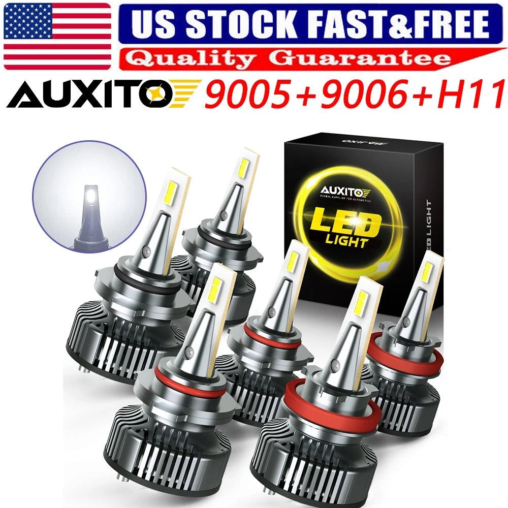 Set of 6 LED Combo Headlight Bulbs 9005 9006 H11 for Fog Light