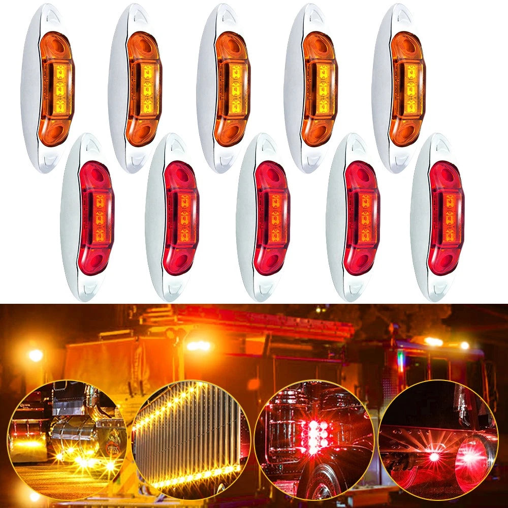 Set of 10 LED Marker Lights for Truck Trailer (3.9 Inch)