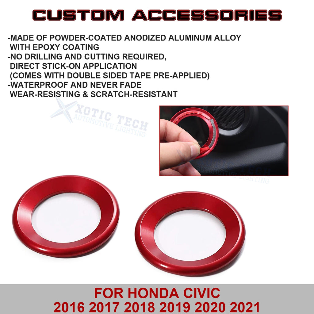 A-Pillar Door Speaker Ring Cover for Honda Civic 2016-2021 (Red)