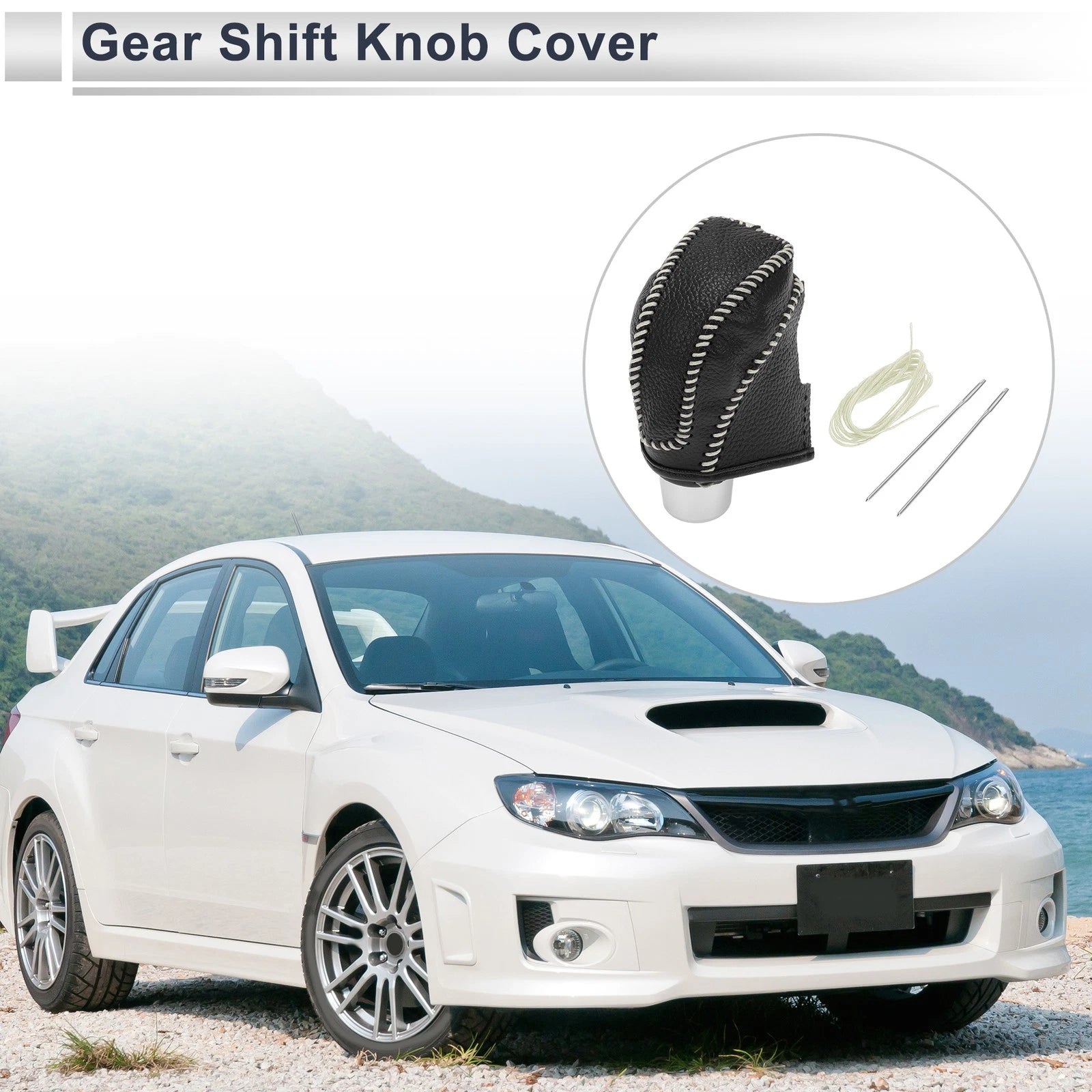 1 Pc Gear Shift Knob Cover for Subaru Impreza (2017–2023) Pebbled Black Beige