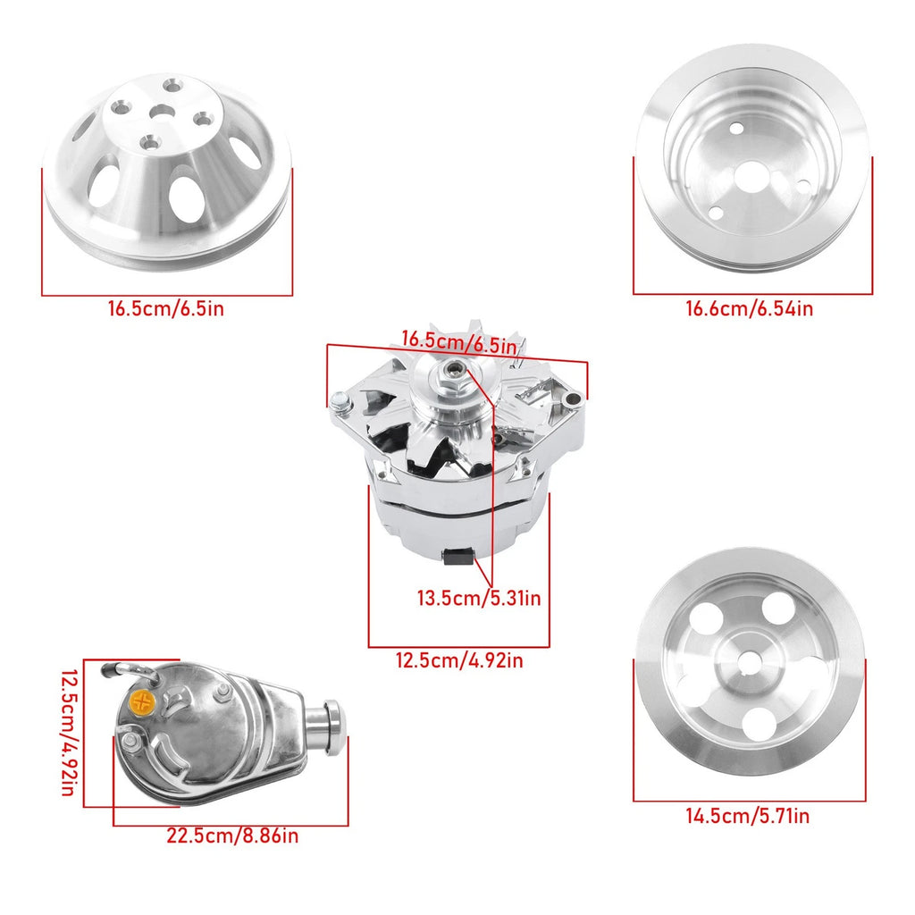 Alternator Power Steering Long Water Pump Kit for SBC Chevy
