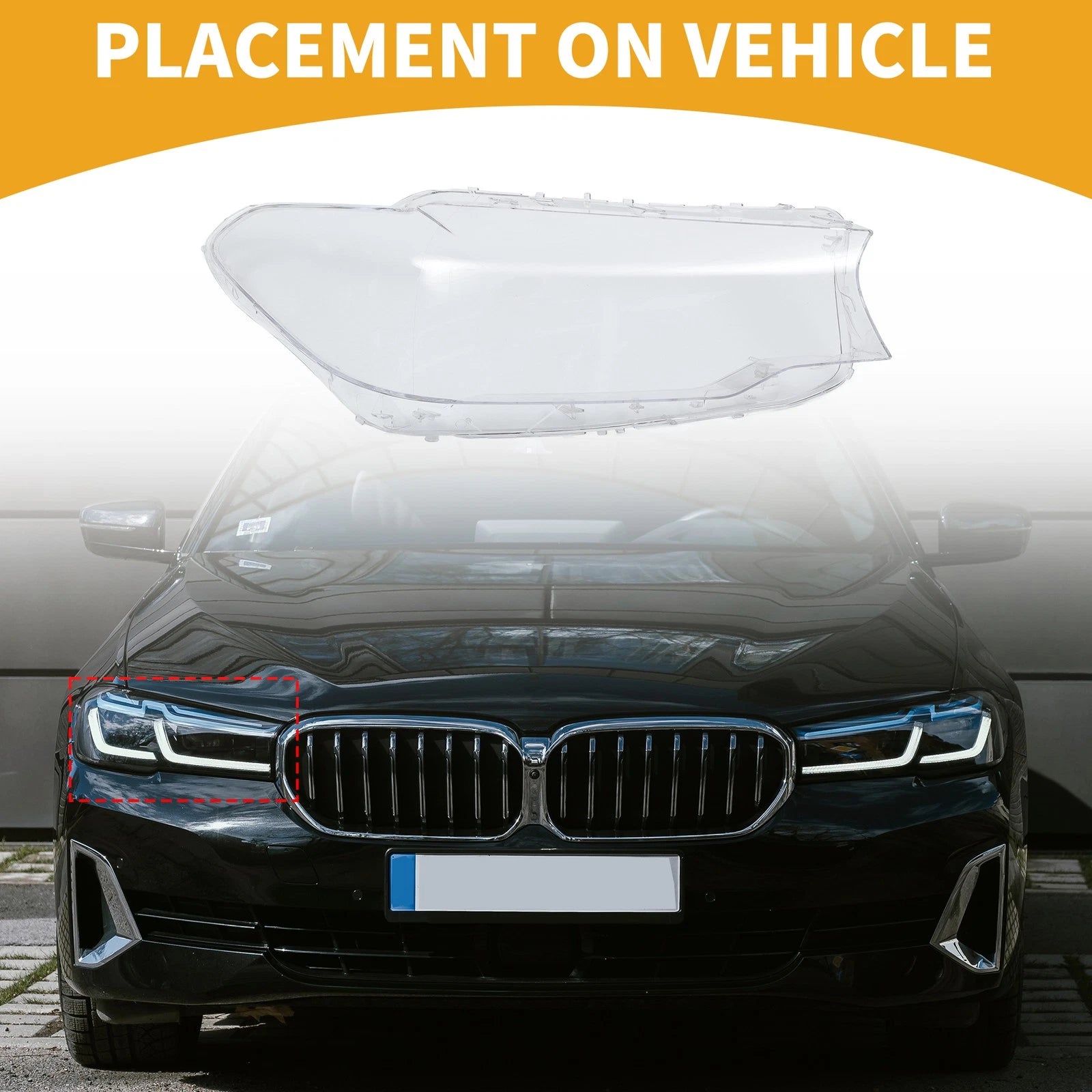 1 Pc Headlight Lens Cover for BMW 5 Series (2017–2018) No. 63117214962