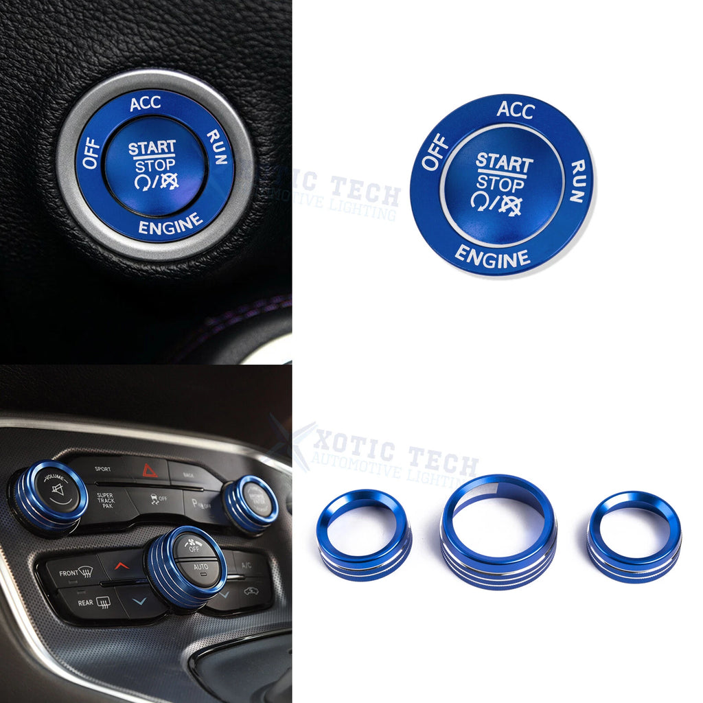 Engine Start Push Button & AC Control Knob Decor for Dodge Charger (2006–2020)