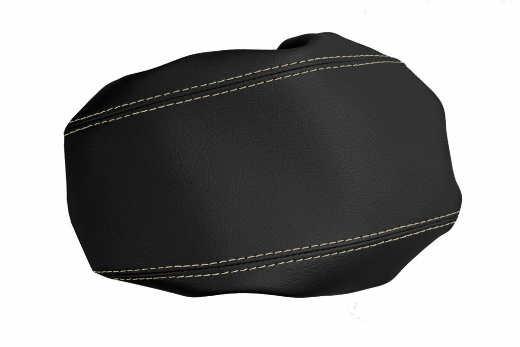 Leather Console Lid Armrest Cover for Ford Focus (2008–2011) Black Beige Stitch