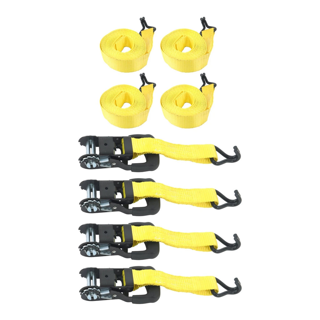 Set of 4 Ratchet Tie Down Straps 1.5" x 16' J-hook 11000lbs Load