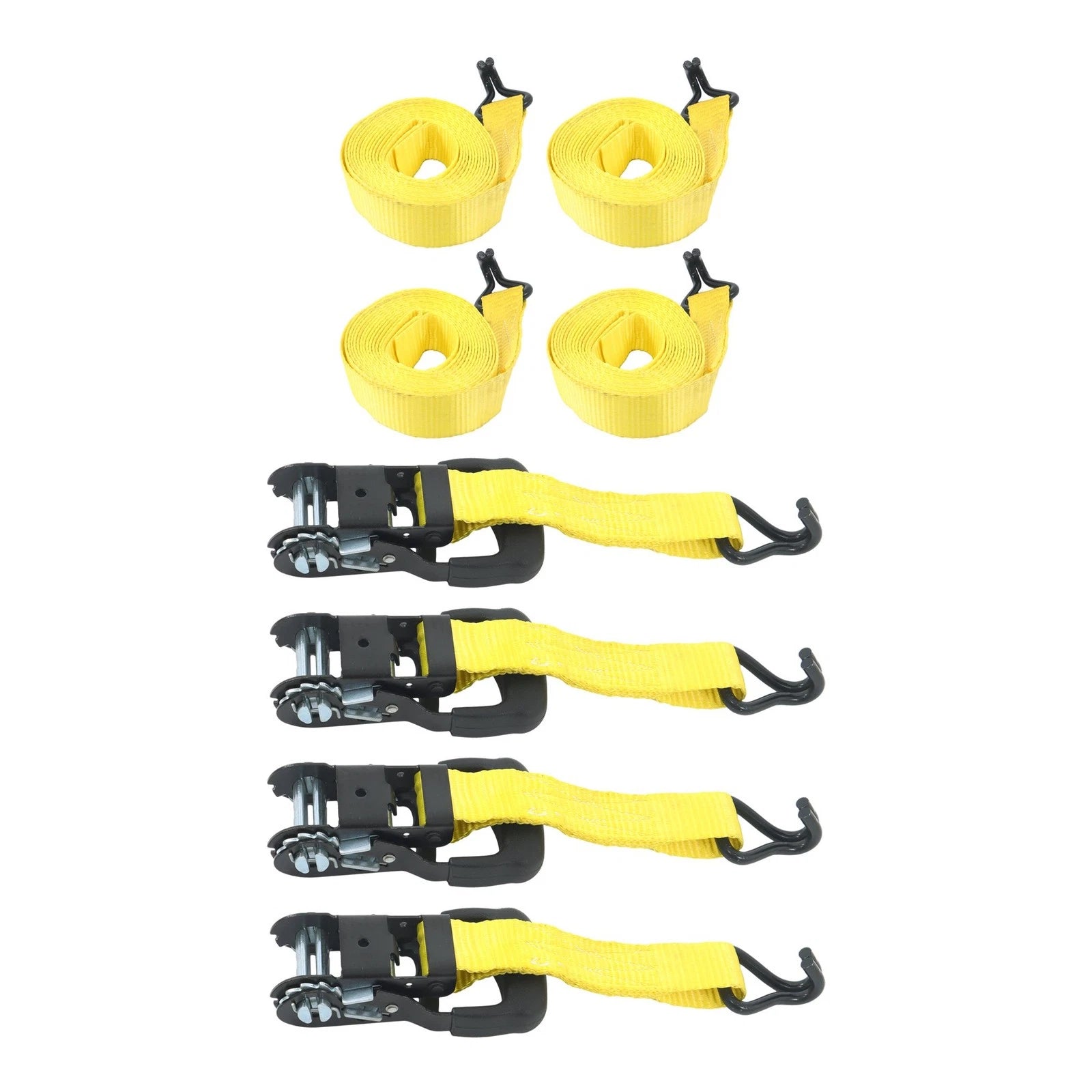 Set of 4 Ratchet Tie Down Straps 1.5" x 16' J-hook 11000lbs Load