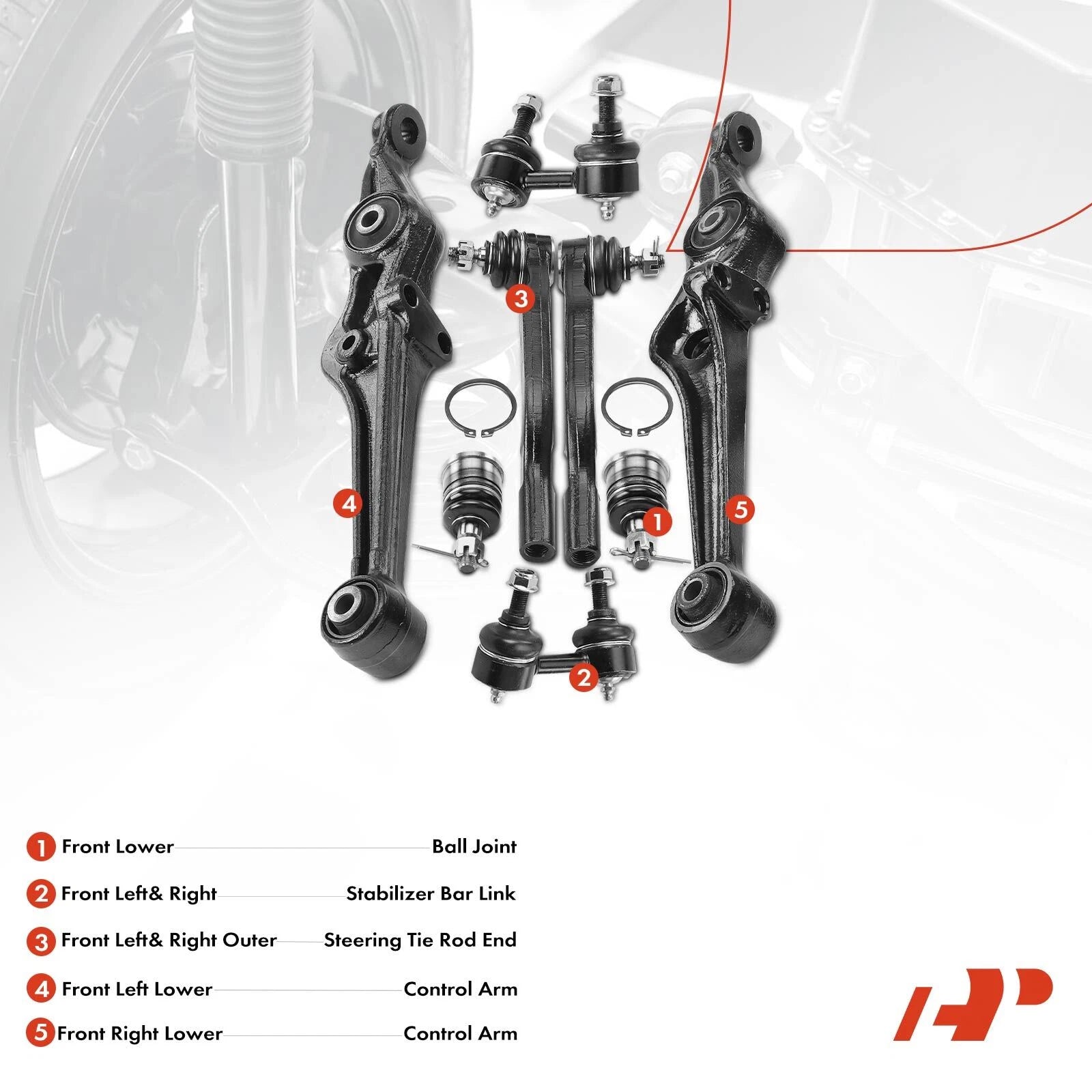 Set of 8 Front Control Arm Ball Joints Sway Bar Links for Honda Accord (1998–2002)