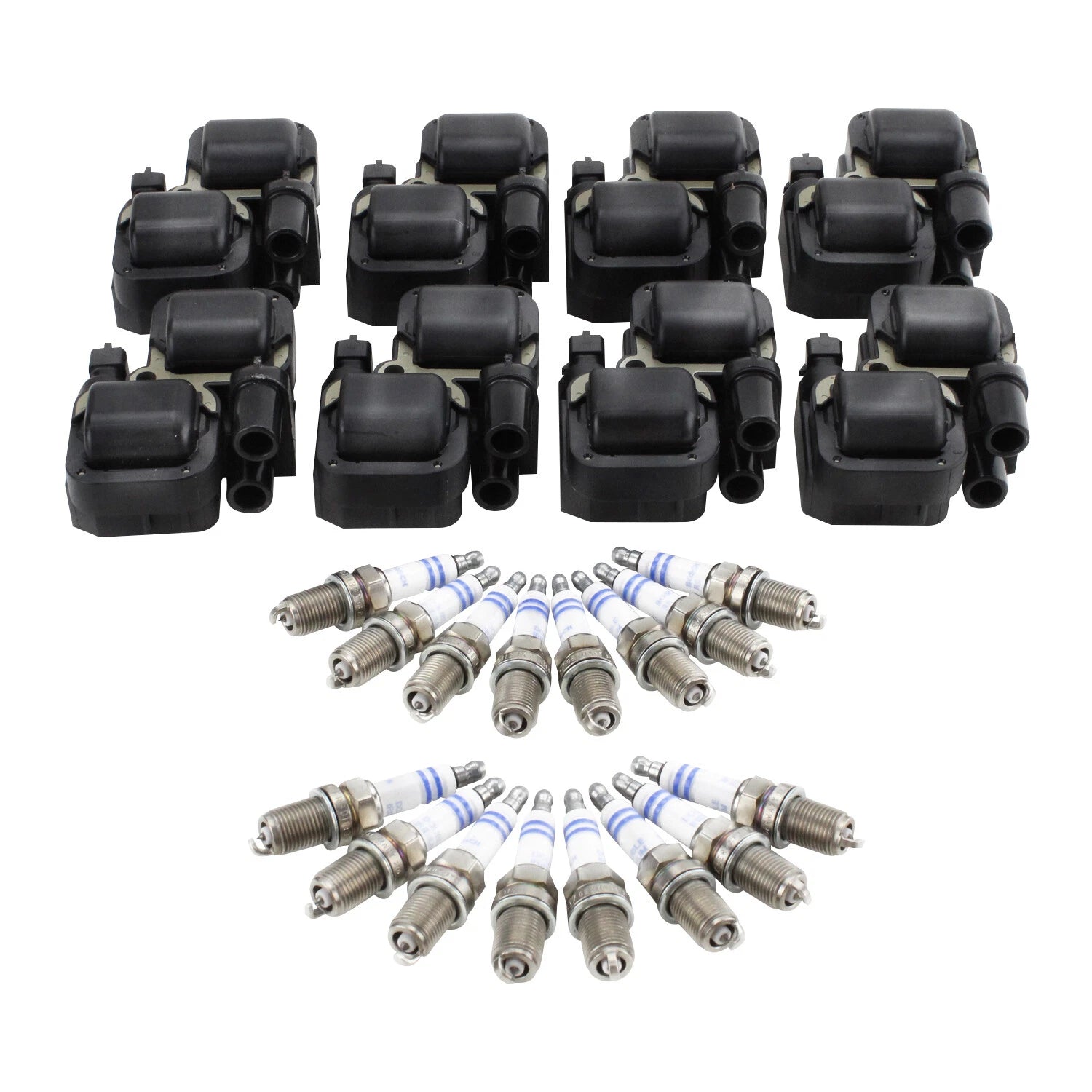 Set of 8 Ignition Coils & 16 Iridium Spark Plugs for Mercedes V8 (4.3, 5.0)