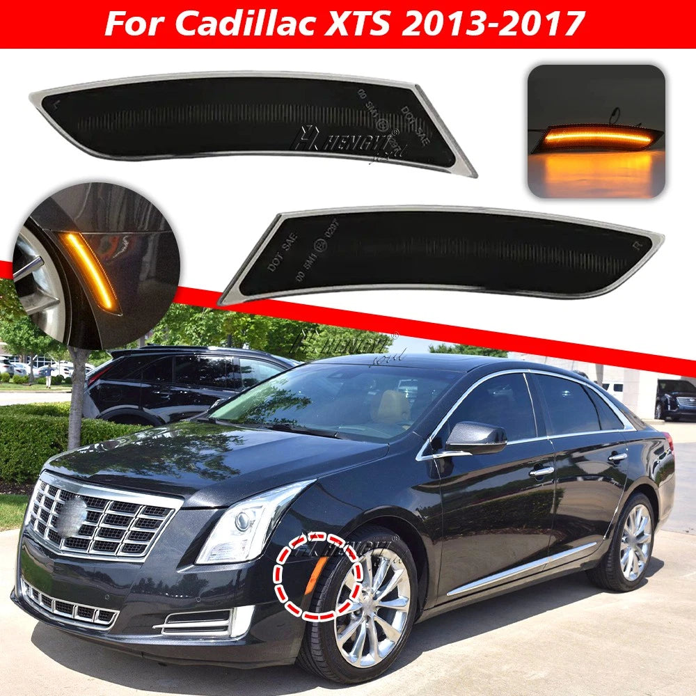 2X Smoke Amber LED Front Bumper Side Marker Lights for Cadillac XTS (2013–2017)