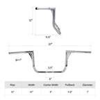 12" Rise Ape Hanger 1-1/4" Handlebar for Harley Touring (2014–2023)