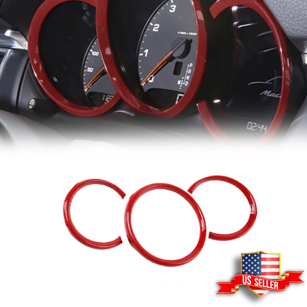 3PC Red Dashboard Surrounding Ring Cover Trim for Porsche Macan (2014–2023)