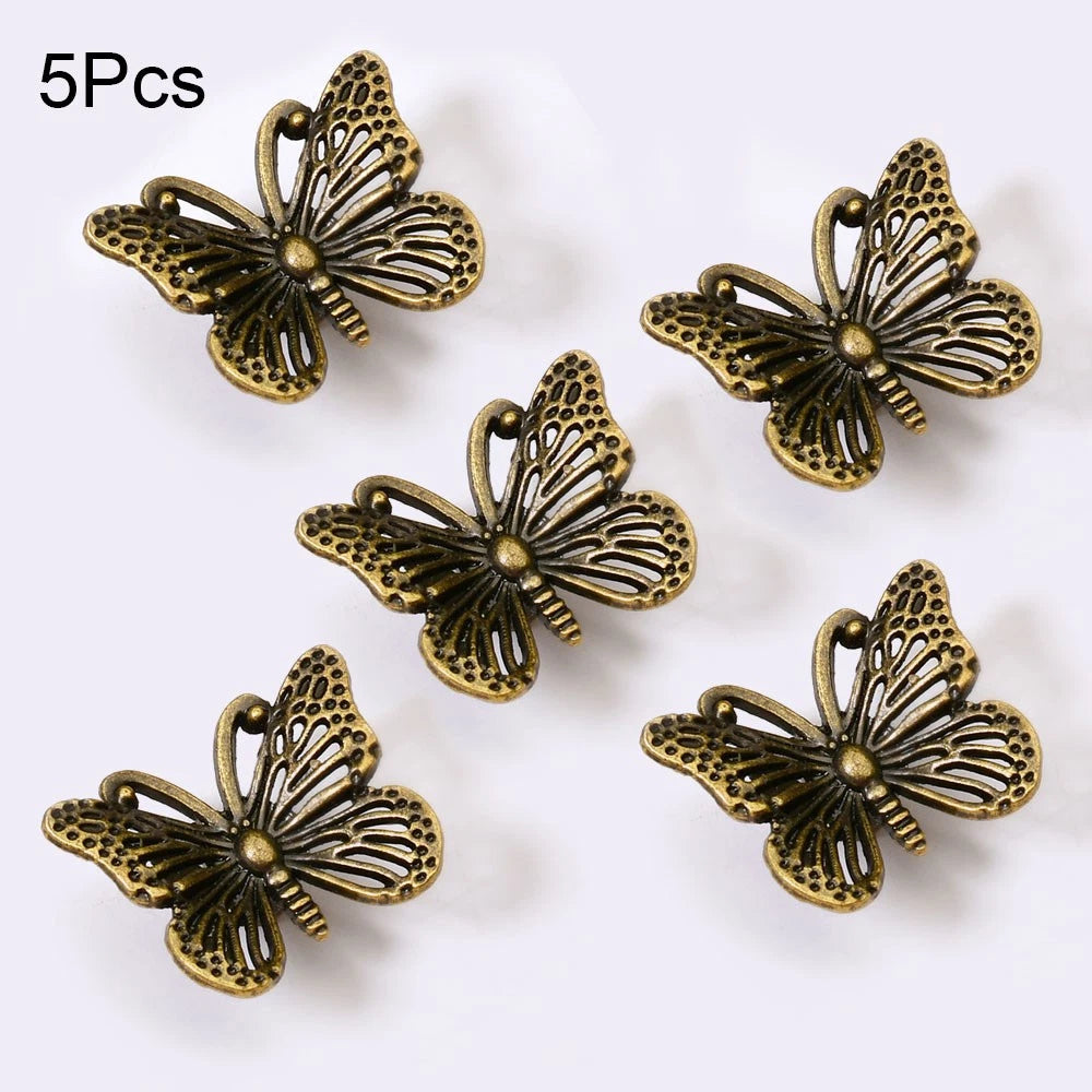 5X Vintage Butterfly Drawer Door Cabinet Knob Pull Handle Zinc Alloy