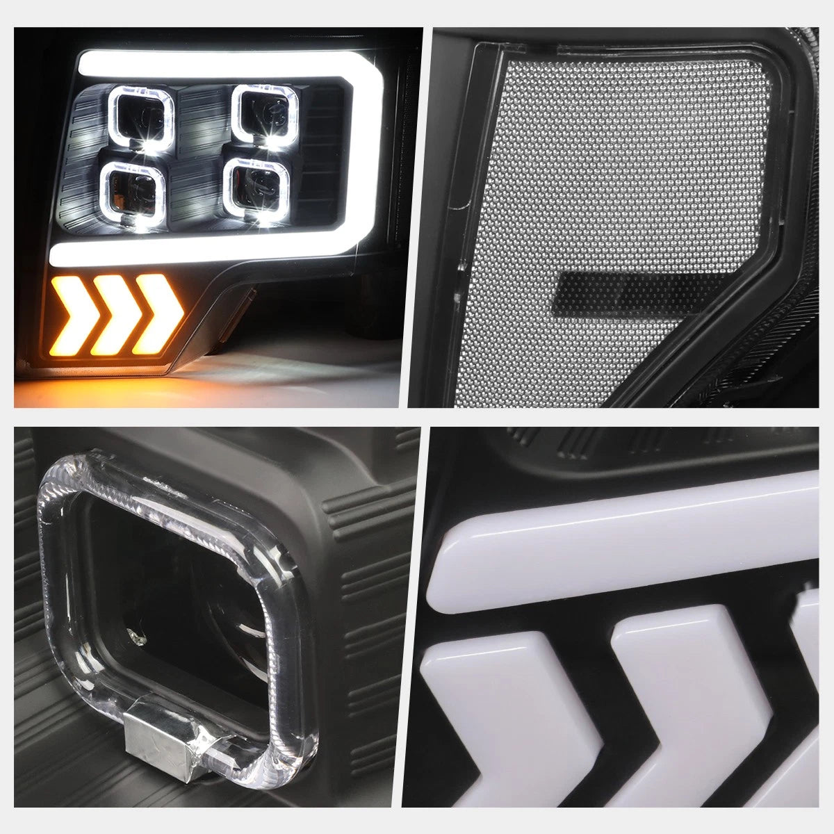 Quad LED DRL + Arrow Signal Projector Headlights for Ford F150 (2009–2014)