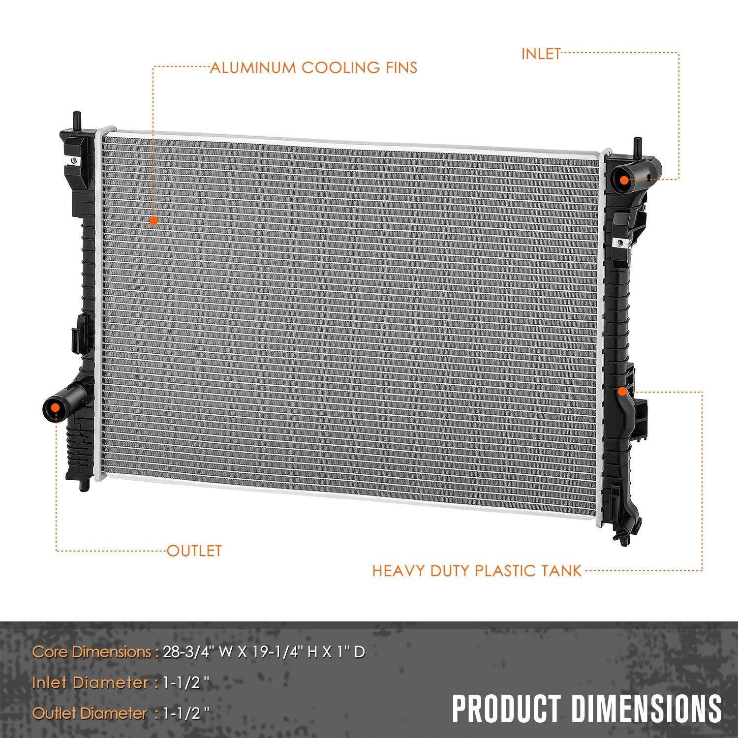 Full Aluminum Core Radiator for Ford Flex/Lincoln MKT (2013–2019) DPI-13447