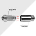 20Pc M12X1.25 Silver JDM Open End Cone Hex Wheel Lug Nuts + Extension 25mmx50mm