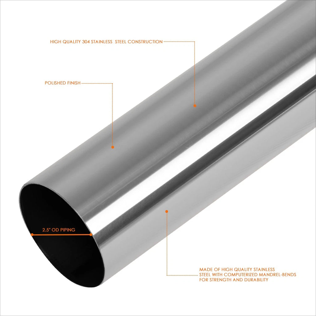 16-Piece 2.5" OD Exhaust Pipe Kit - Stainless Steel Straight, 45°, 90°, U-Bend