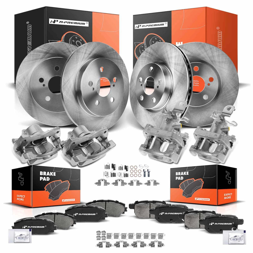 Front and Rear Disc Brake Rotor, Pad and Caliper for Toyota Corolla (2017–2025)