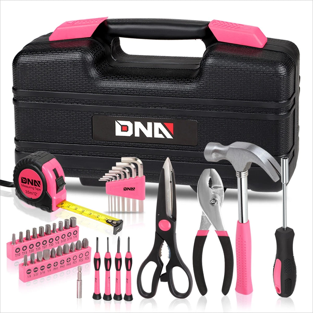 39-Piece Household Toolbox Set for (Pink)