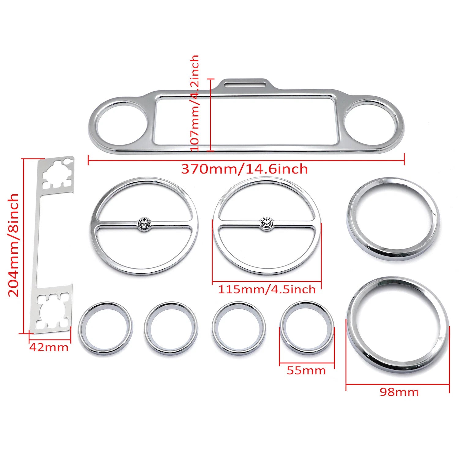 Chrome Skull Inner Fairing Trim Kit for Harley Electra Glide Street Glide (2006–2013)