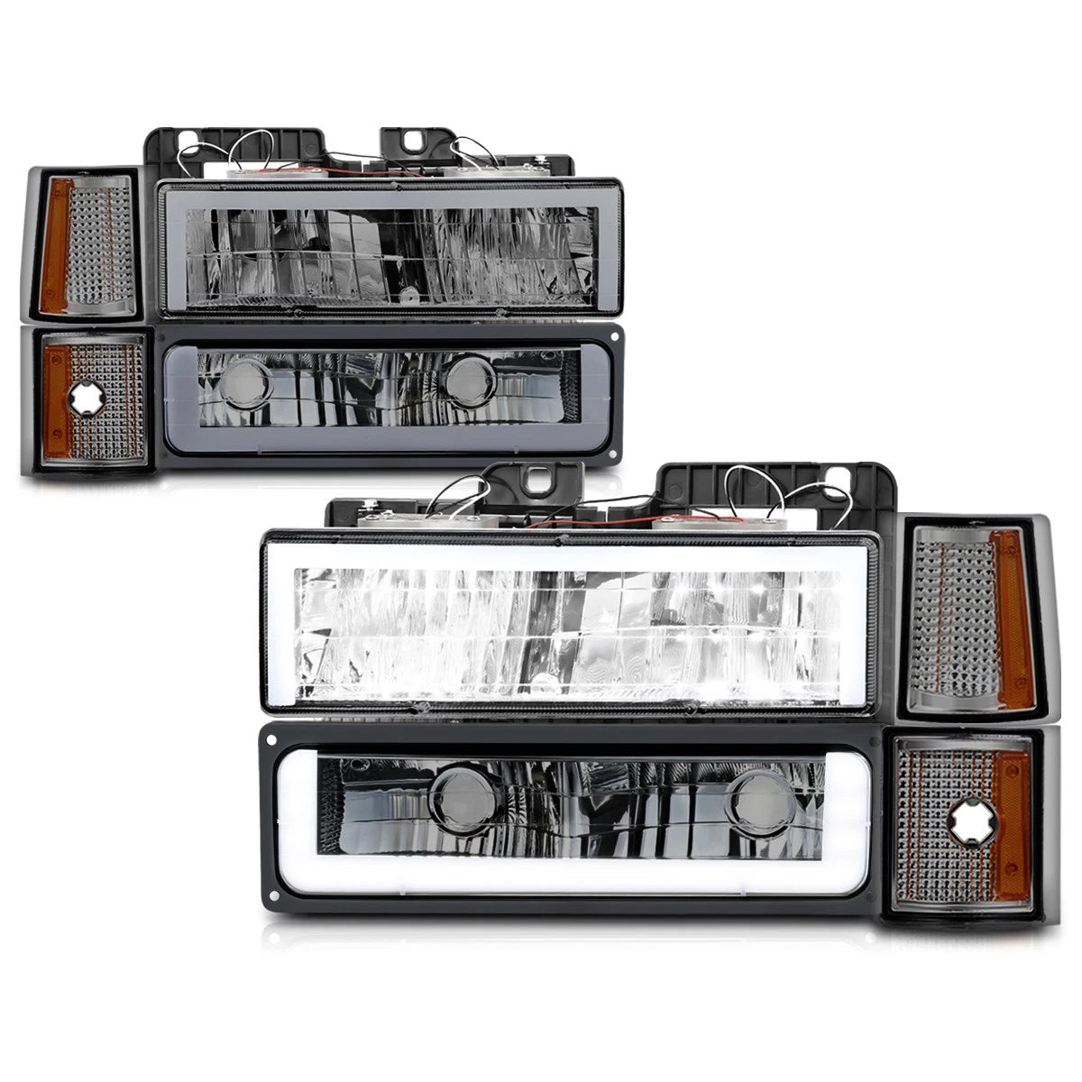 LED DRL Headlights Smoked/Amber for GMC C/K Pickup Suburban Yukon (1994–2000)