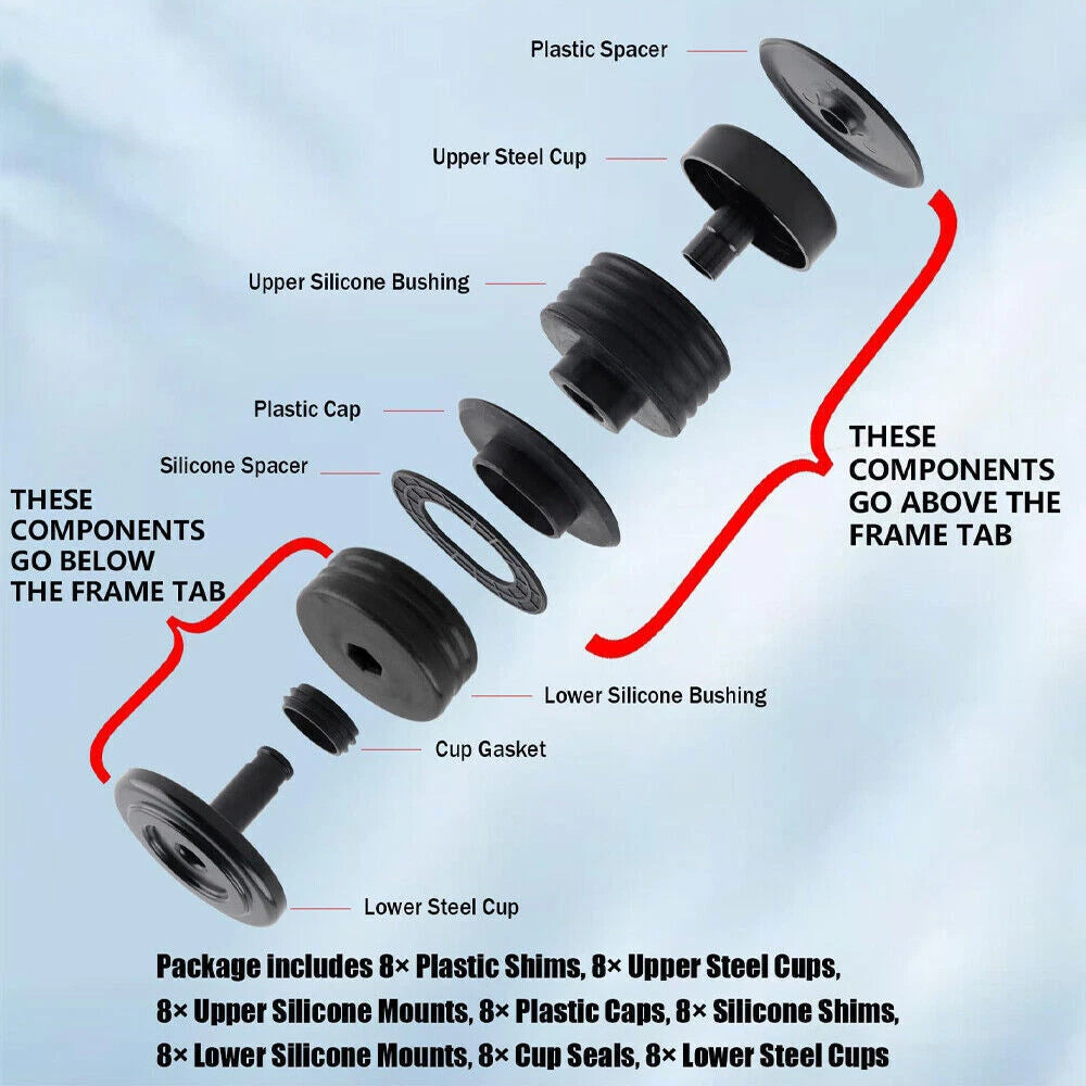 Body Mount Bushing Kit Silicone for Ford F250 F350 Super Duty (2008–2016)