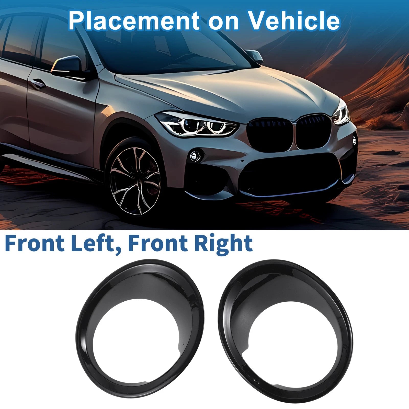 2X Headlight Trim Bezel for BMW X1 F48 (2016–2022)
