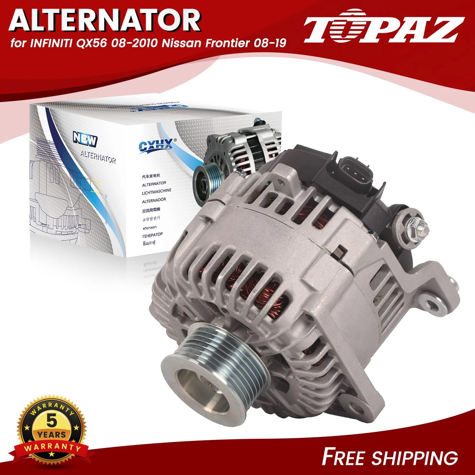 130A Alternator for Infiniti QX56 (2008–2010) Nissan Frontier (2008–2019) Titan
