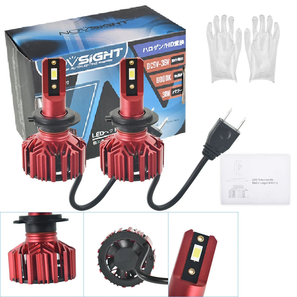 H7 LED Headlight Bulbs for Cars (10000LM, 6000K, 360° Beam)