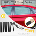 8PCS Door Trim Pillar Posts for Nissan Sentra (2013–2019) Glossy Black