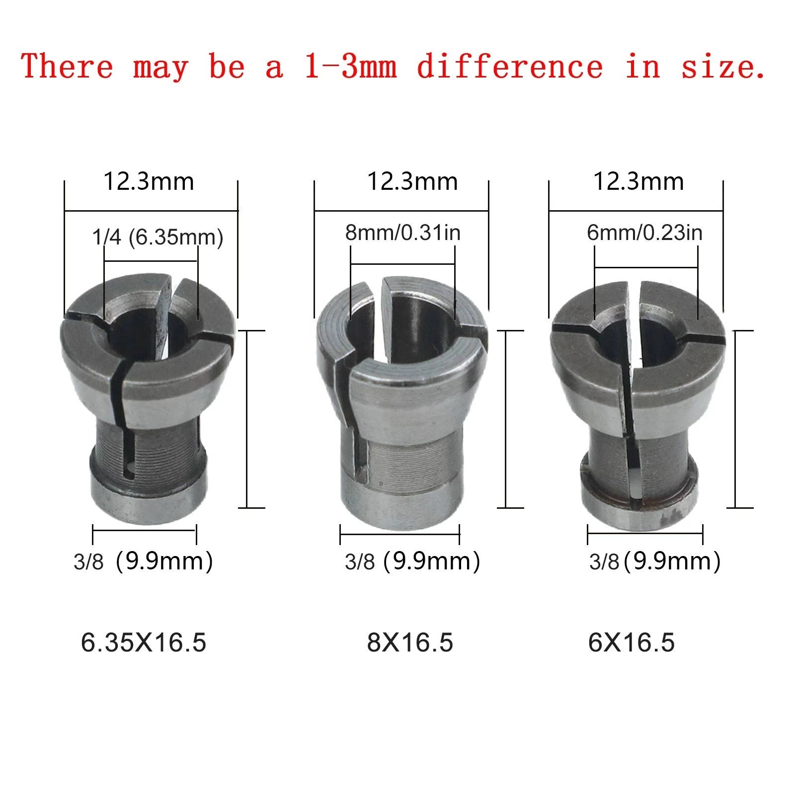 Chuck Adapter with Nut Split Bushing Converters for Wood Router