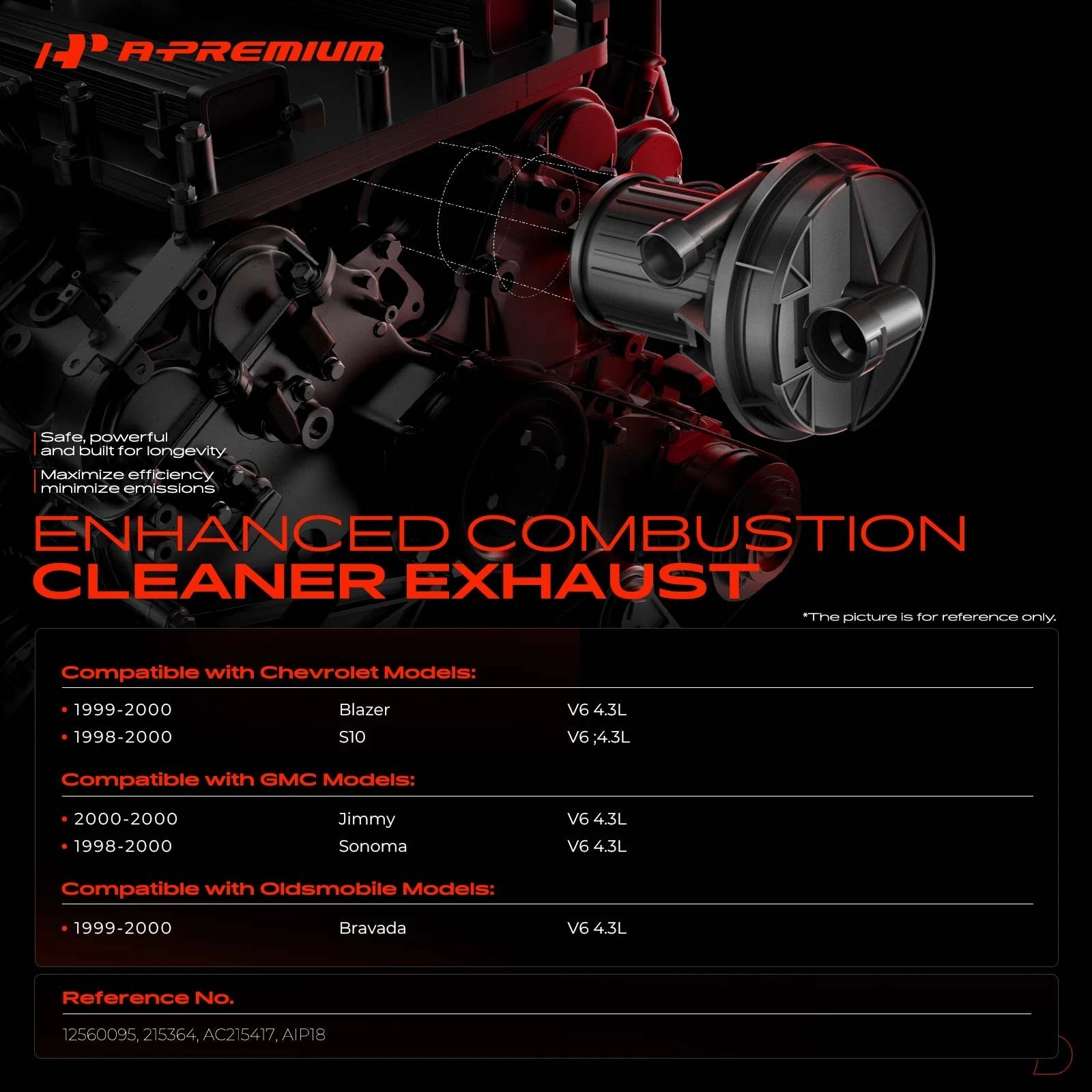 Secondary Air Injection Pump for Chevy S10 Blazer GMC 4.3L (1994–2005)