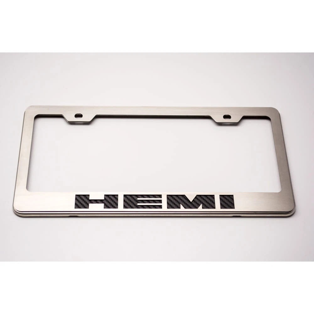 Stainless Steel License Plate Frame with HEMI Inlay for Dodge Challenger (2015–2023)