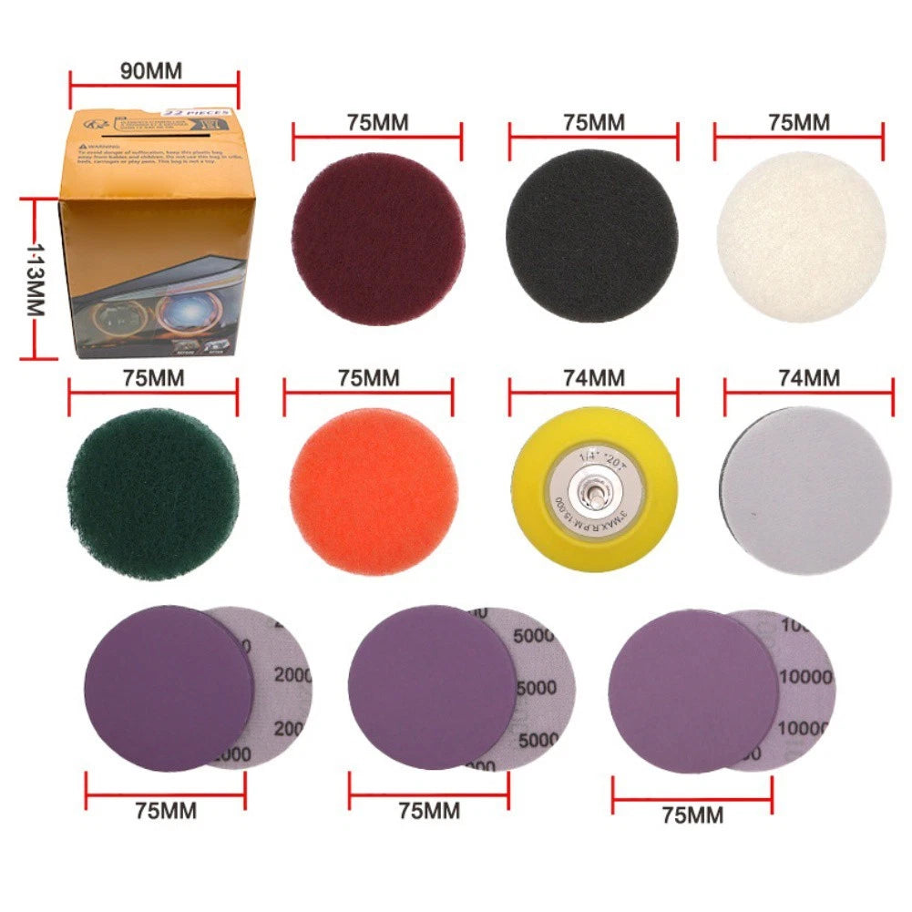 22-Piece Headlight Sanding and Polishing Kit for Car Headlight Repair